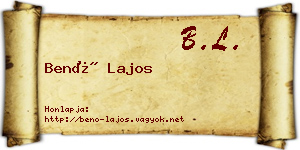 Benő Lajos névjegykártya